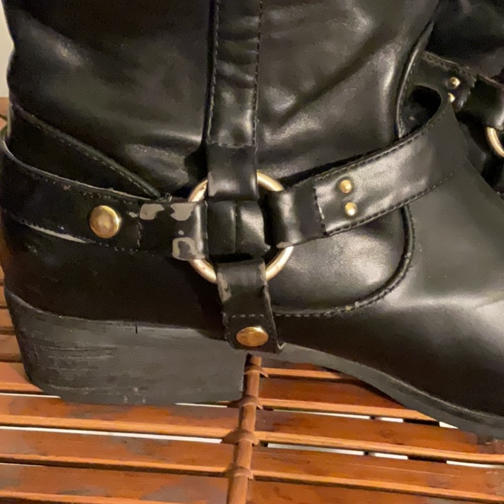 Black Over the Knee Leather Boots - Picture 7 of 10